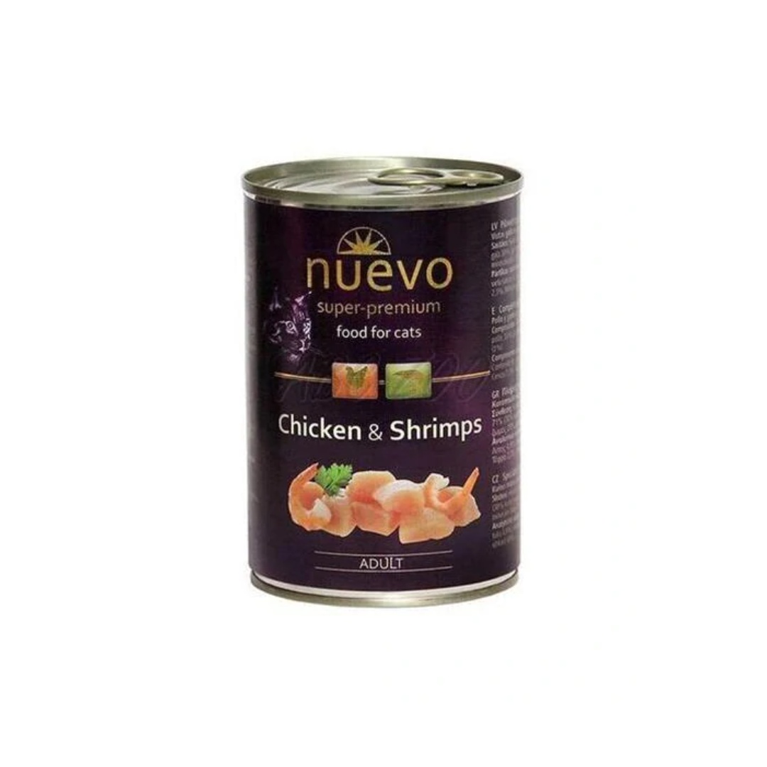 NUEVO cat Adult Chicken & Shrimps bal.  400 g konzerva